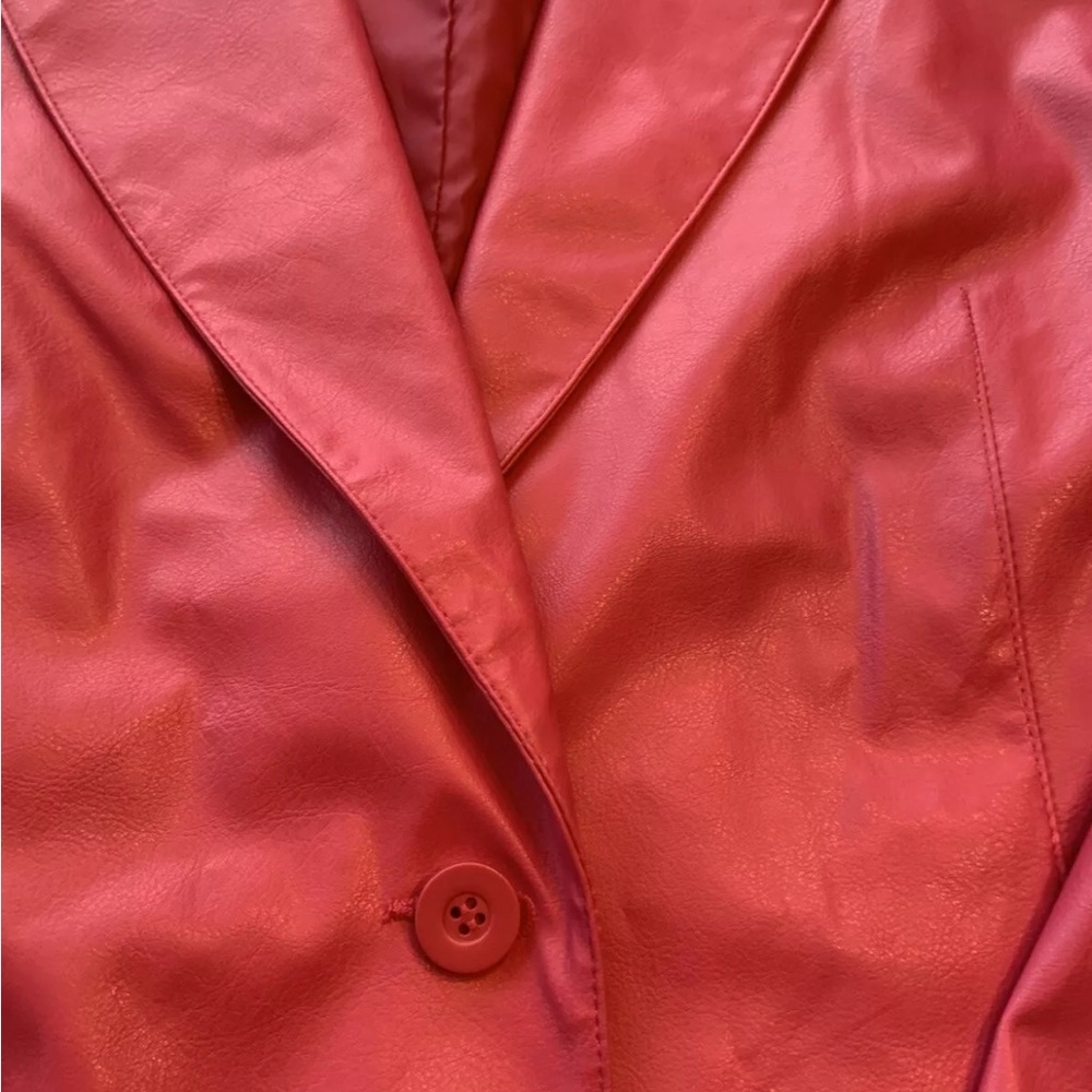 Women’s Blazer jacket Vegan Leather Pink Lined Fits M Barbiecore - Picture 10 of 13